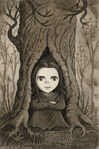 lechner_sepia1a Girl in a Tree, by John Lechner